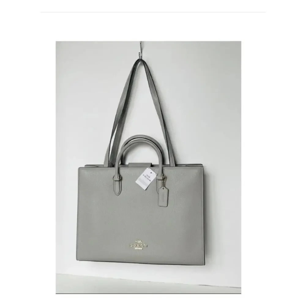 Coach Maggie Large Tote Dove Gray Pebbled Leather Shoulder Bag CY666